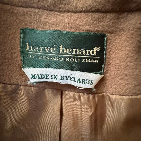 Vintage Harve Benard Camel Wool Cashmere 1980s Blazer with Shoulder Pads L - XL - Picture 4 of 13